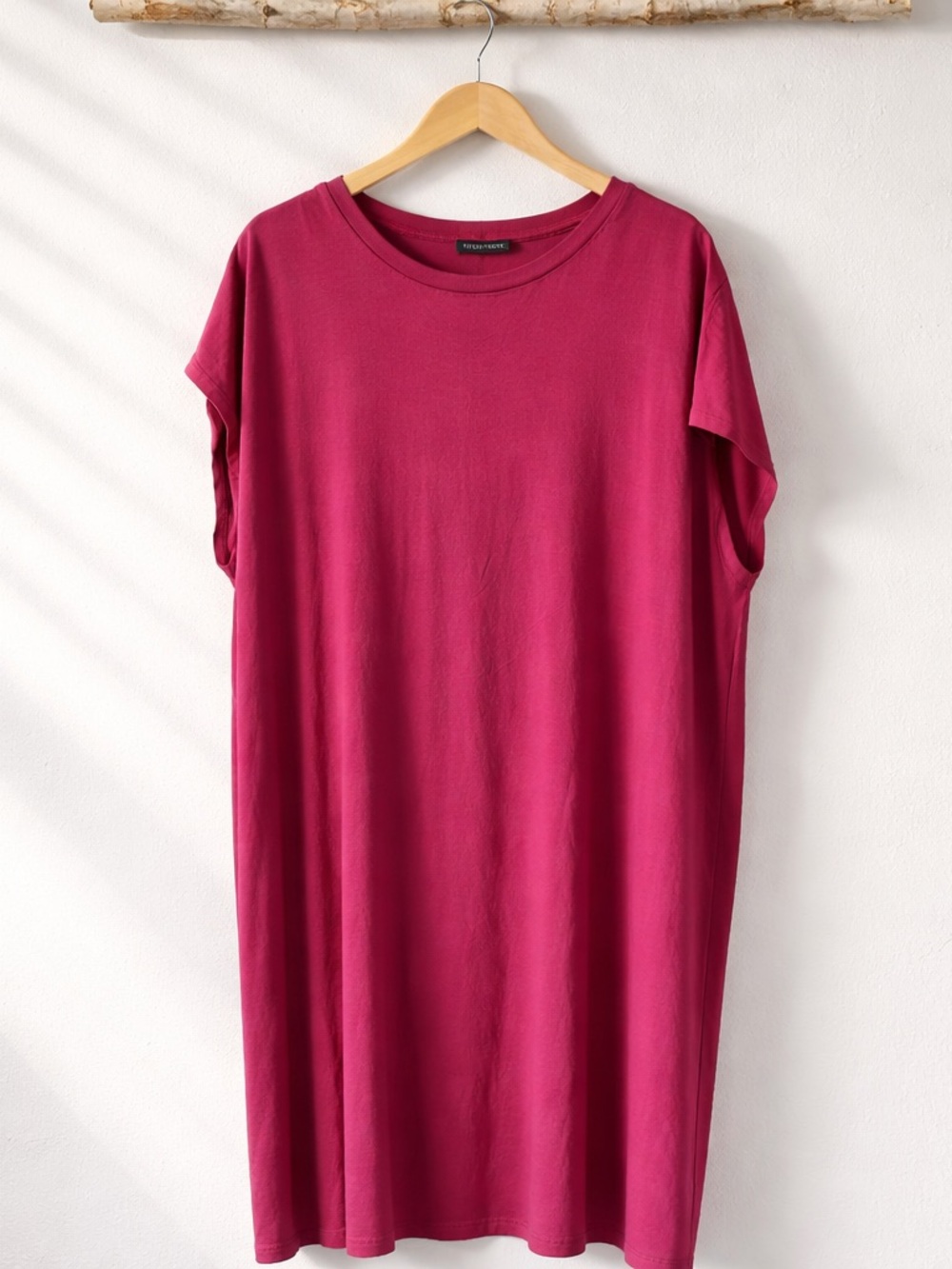 Eileen Fisher Berry Crew Neck Boxy Dress 2X Organic Cotton Lagenlook Artsy Basic